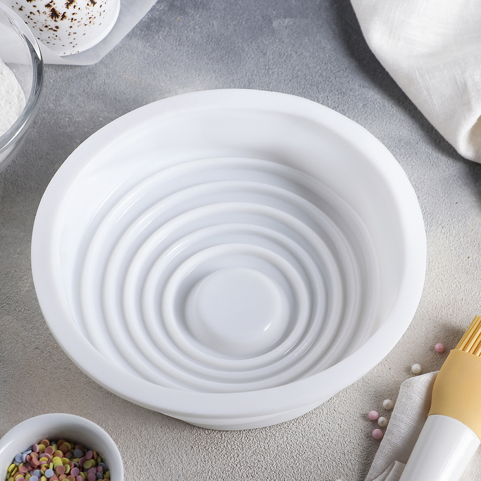 Форма для выпечки и муссовых десертов 20х19х4,5 см "Рябь", цвет белый