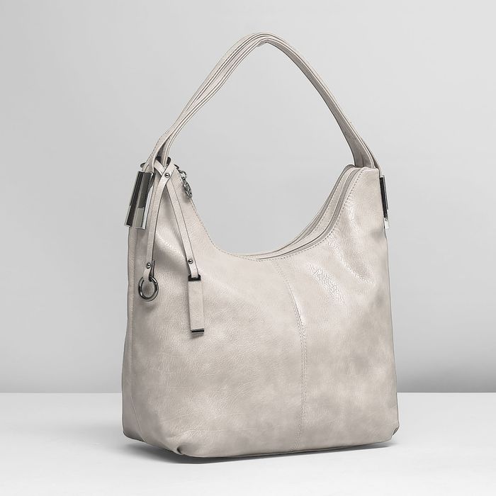 Сумка женская на молнии, 2 отдела, наружный карман, цвет серый