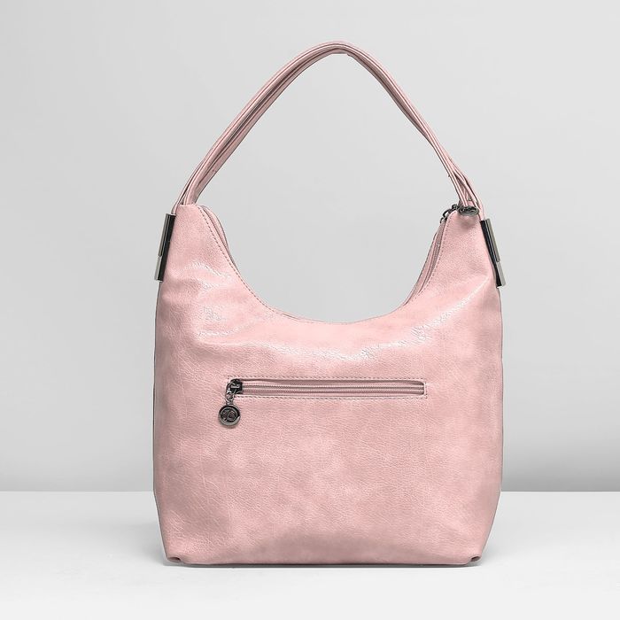 Сумка женская на молнии, 2 отдела, наружный карман, цвет розовый