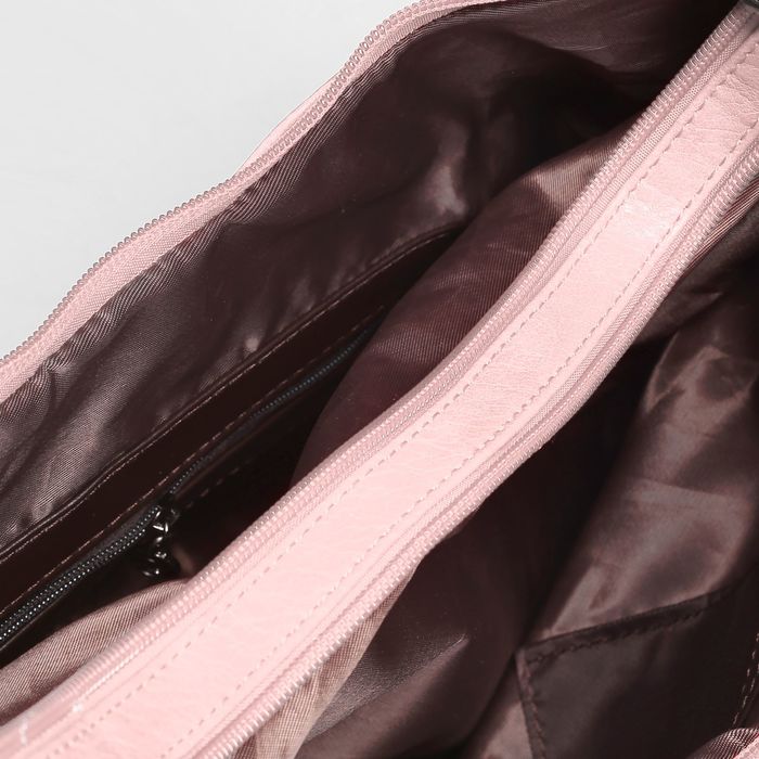 Сумка женская на молнии, 2 отдела, наружный карман, цвет розовый