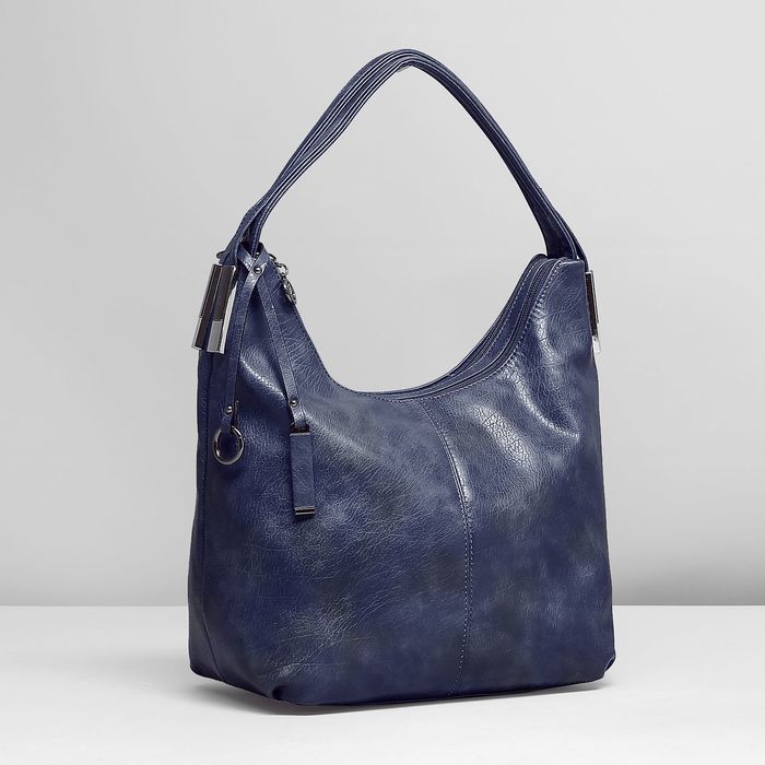 Сумка женская на молнии, 2 отдела, наружный карман, цвет синий