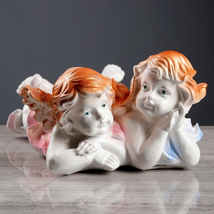 Статуэтка «Два ангела лежа», бело-золотой 30 × 32 × 17 см