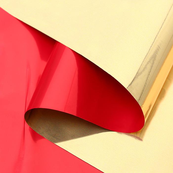 Полисилк двухцветный золото матовое + красный, 1 х 20 м