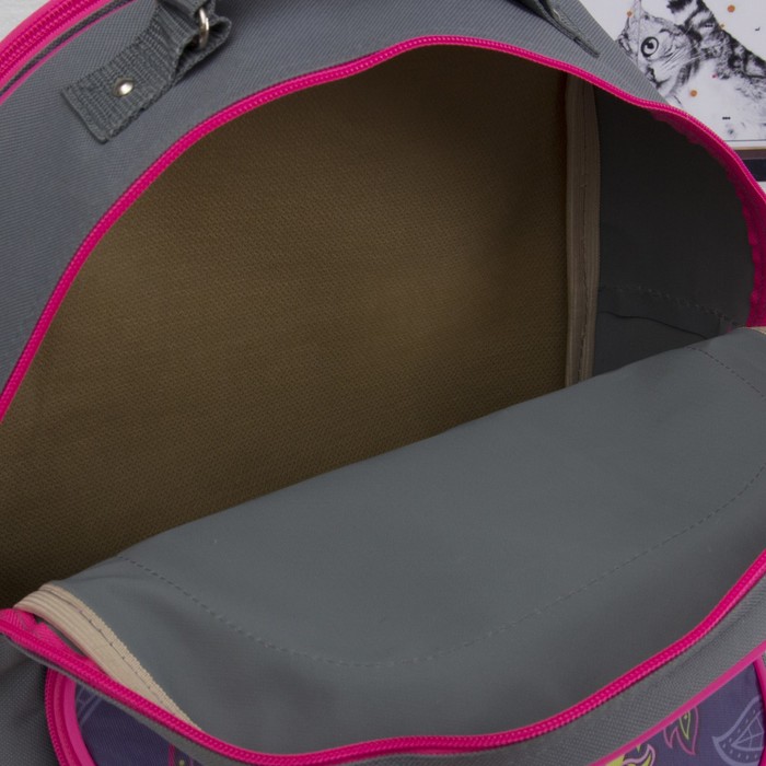 Рюкзак школьный на молнии, 2 отдела, 2 наружных кармана, цвет серый