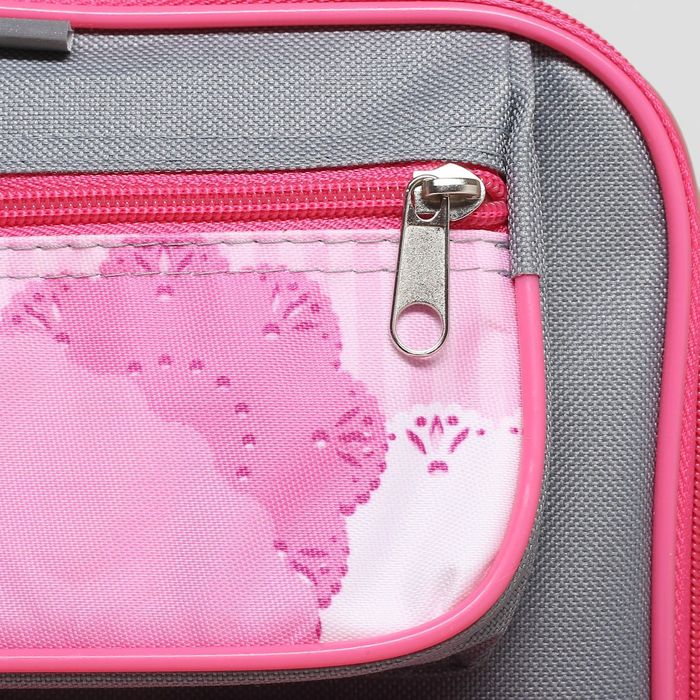 Рюкзак школьный на молнии, 2 отдела, 2 наружных кармана, цвет серый/розовый