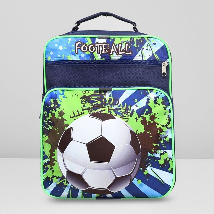 Рюкзак школьный на молнии, 2 отдела, 2 наружных кармана, цвет тёмно-синий