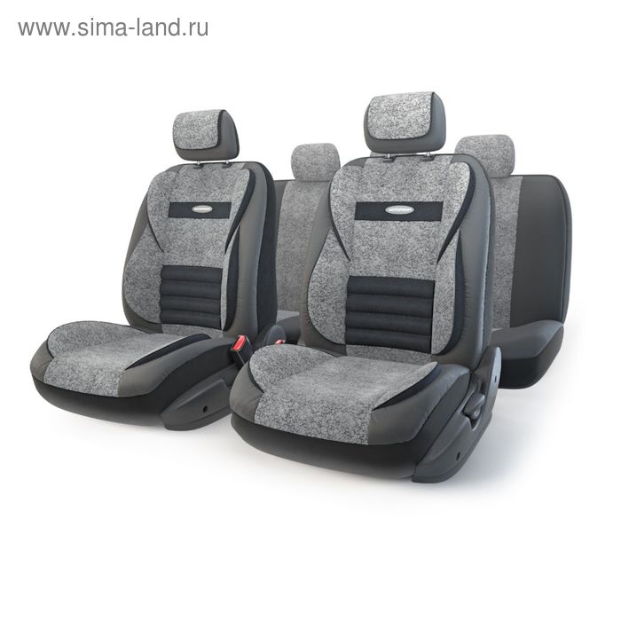 фото Авточехлы универcальные autoprofi multi comfort, mlt-1105gv bk/d.gy (m), мультиконтурные, экокожа+текстурированный велюр, набор из 11 предметов, цвет чёрный/тёмно-серый