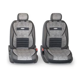 

Авточехлы универcальные AUTOPROFI MULTI COMFORT, MLT-1105GV BK/D.GY (M), мультиконтурные, экокожа+текстурированный велюр, набор из 11 предметов, цвет