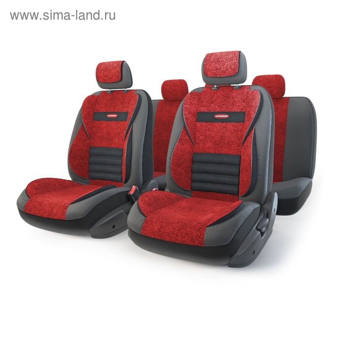 Авточехлы универcальные AUTOPROFI MULTI COMFORT, MLT-1105GV BK/RD (M), мультиконтурные, экокожа+текстурированный велюр, набор из 11 предметов, цвет чёрный/красный авточехлы универcальные autoprofi extreme xtr 803 bk rd m велюр сетчатая ткань набор из 8 предметов цвет чёрный красный