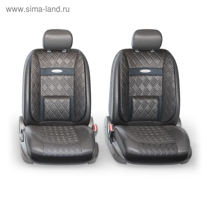 фото Авточехлы универcальные autoprofi comfort, com-1105gp bk/bk (m), экокожа, 3d полиэстер под кожу, набор из 11 предметов, цвет чёрный