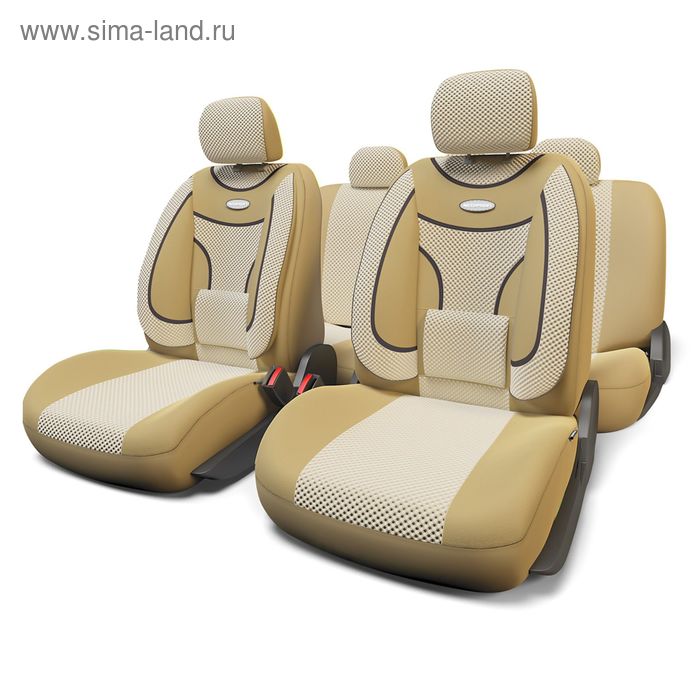 

Авточехлы универcальные AUTOPROFI EXTRA COMFORT, ECO-1105 D.BE/L.BE (M), формованный велюр, набор из 11 предметов, цвет тёмно-бежевый/светло-бежевый