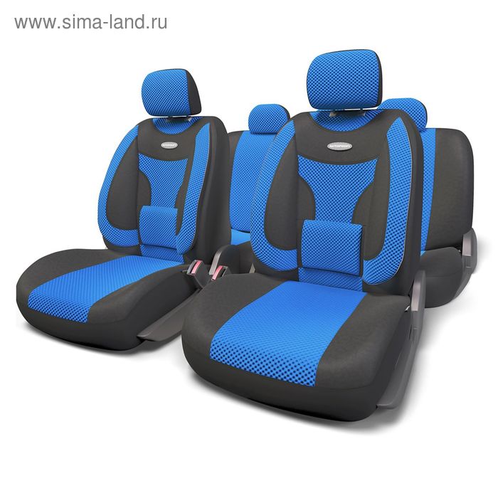 фото Авточехлы универcальные autoprofi extra comfort, eco-1105 bk/bl (m), формованный велюр, набор из 11 предметов, цвет чёрный/синий
