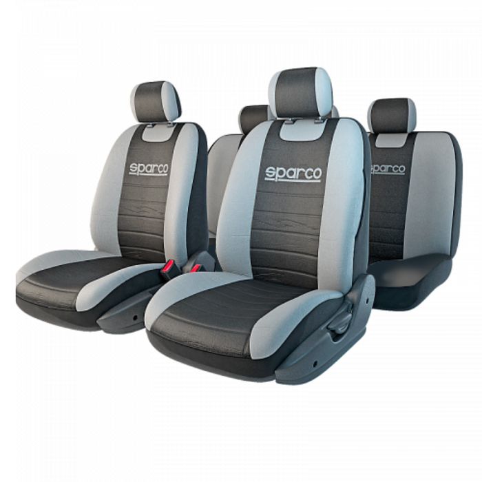 Авточехлы универcальные SPARCO, серия "Classic", SPC/CLS-1105 BK/GY, полиэстер, набор из 11 предметов, цвет чёрный/серый