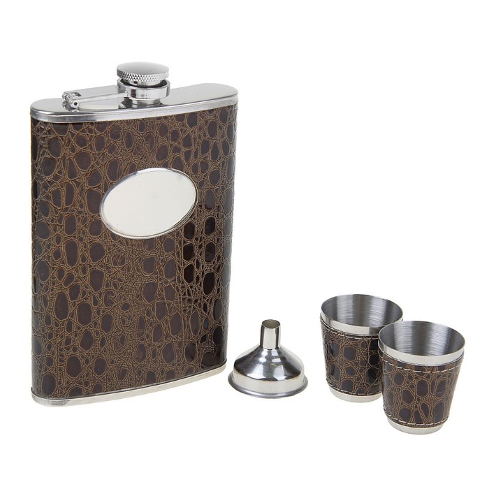 Подарочный набор 4 в 1 "Брауни": фляжка 270 мл + воронка + 2 рюмки