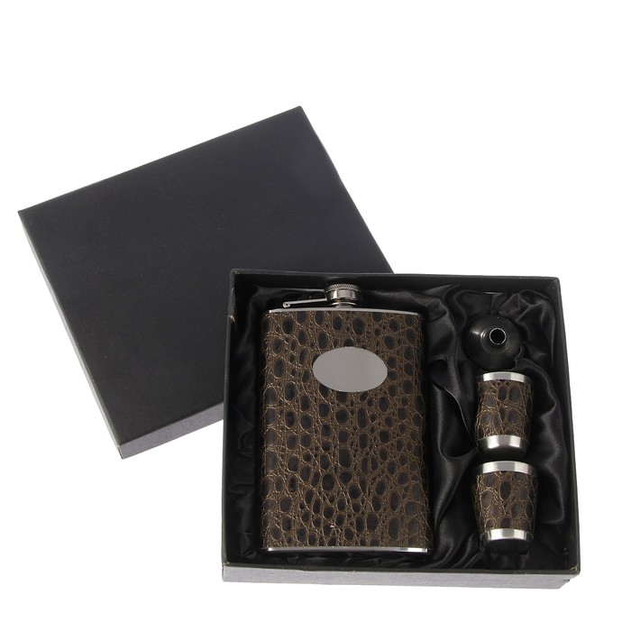 Подарочный набор 4 в 1 "Брауни": фляжка 270 мл + воронка + 2 рюмки