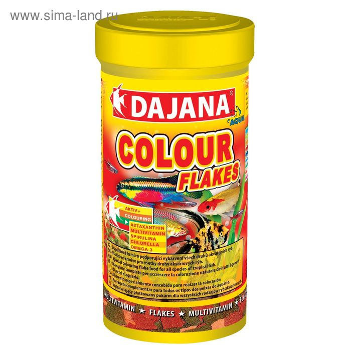 Корм Dajana Pet Color flakes для рыб, для окраса, хлопья, 100 мл.