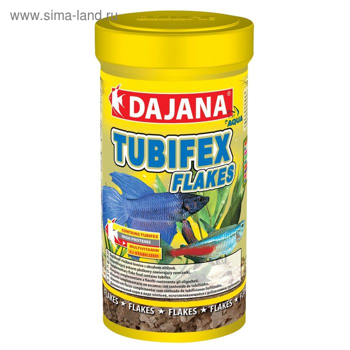 Корм Dajana Pet Tubifex flakes для всех видов декоративных рыб, 250 мл.