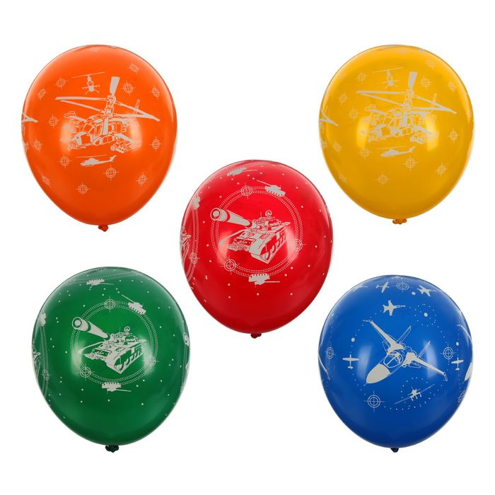 Шары латексные "Военная техника", пастель, набор 50 шт., виды МИКС
