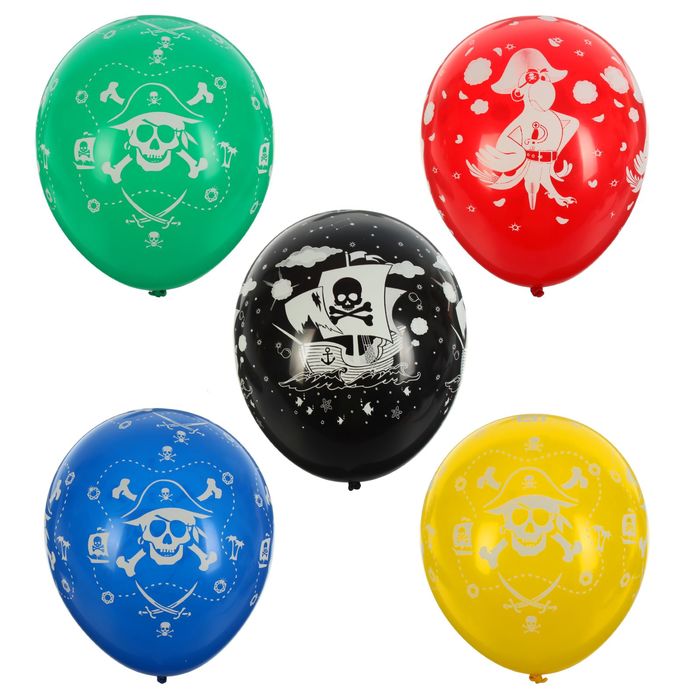 Шар латексный 12" "Пиратский стиль", пастель, ассорти, набор 12 шт.