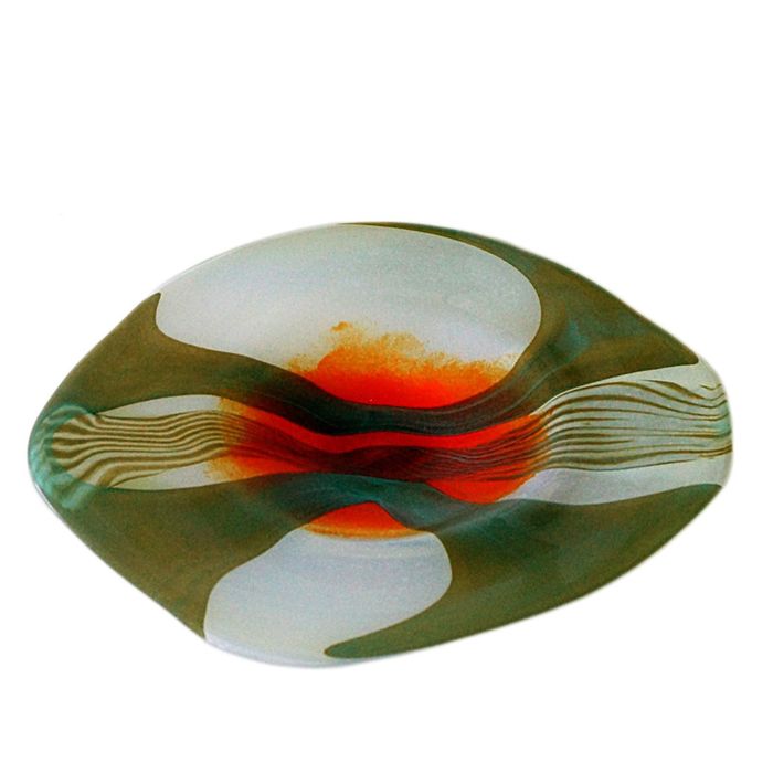 Декоративная гутная ваза "Таштагол" блюдо