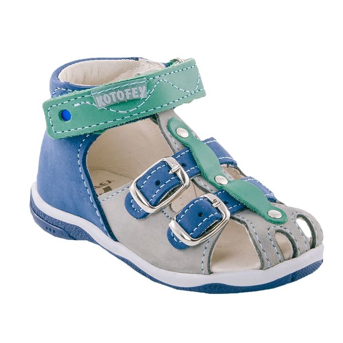 Туфли летние "Котофей" арт. 022025-24 (синий/серый) (р. 21)