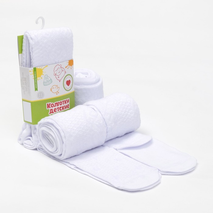 Колготки детские ажур "Корона" рост 104-110 см, белые, 80% хл.,17% п/а, 3% эл.