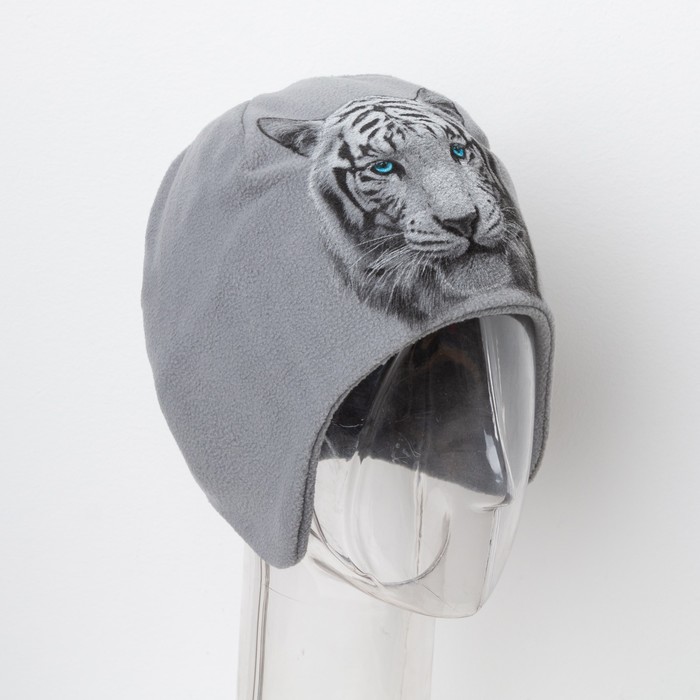 Шапка детская Collorista "Тигр", серый, р-р 54, флис