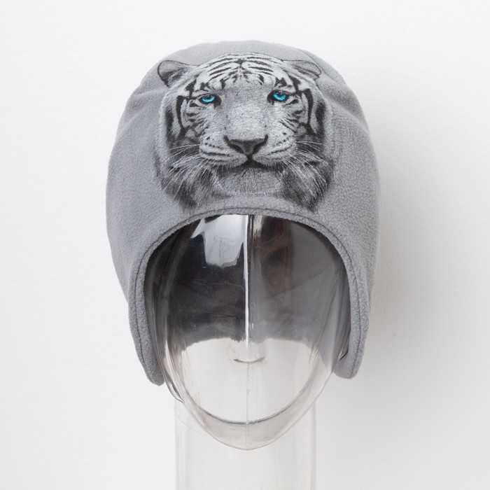 Шапка детская Collorista "Тигр", серый, р-р 54, флис
