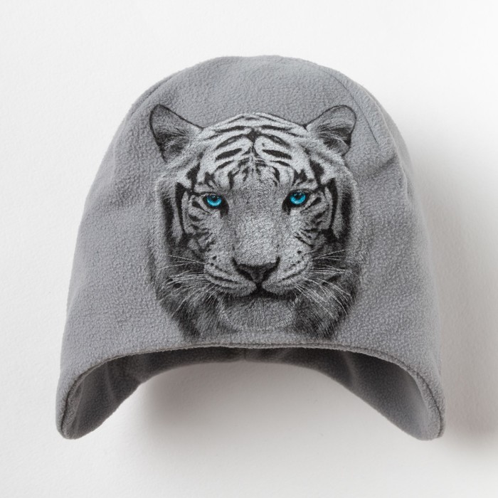 Шапка детская Collorista "Тигр", серый, р-р 54, флис