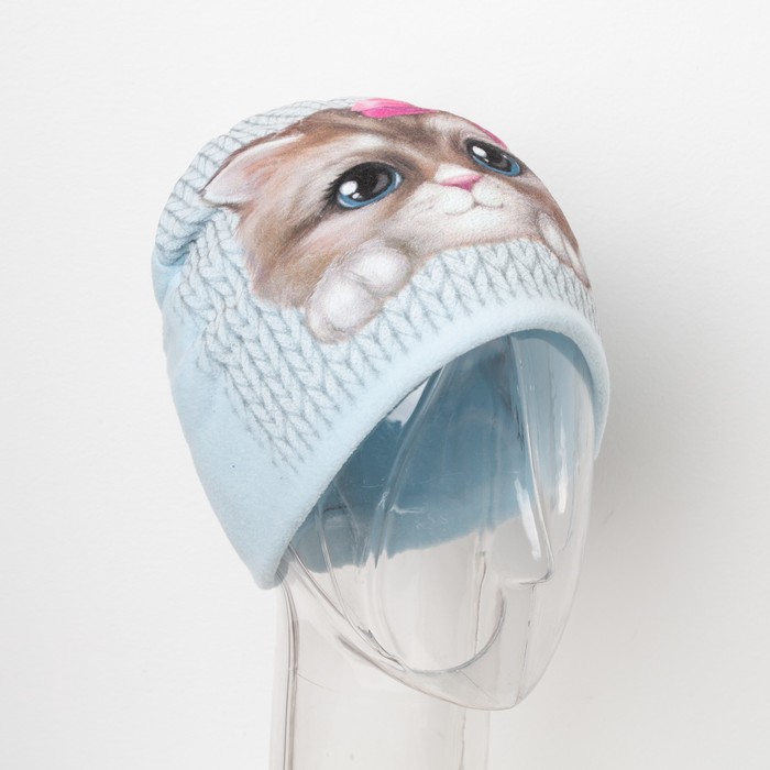 Шапка детская Collorista "Котенок", голубой, р-р 54, флис