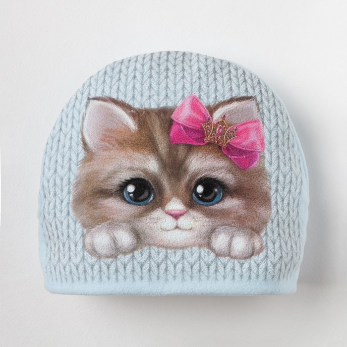 Шапка детская Collorista "Котенок", голубой, р-р 54, флис