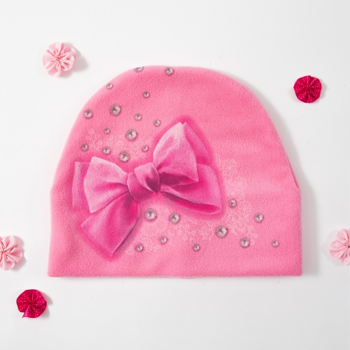 Шапка детская Collorista "Бант", розовый, р-р 54, флис