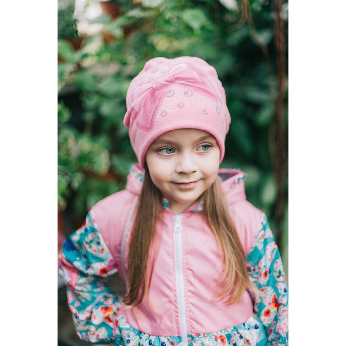 Шапка детская Collorista "Бант", розовый, р-р 54, флис