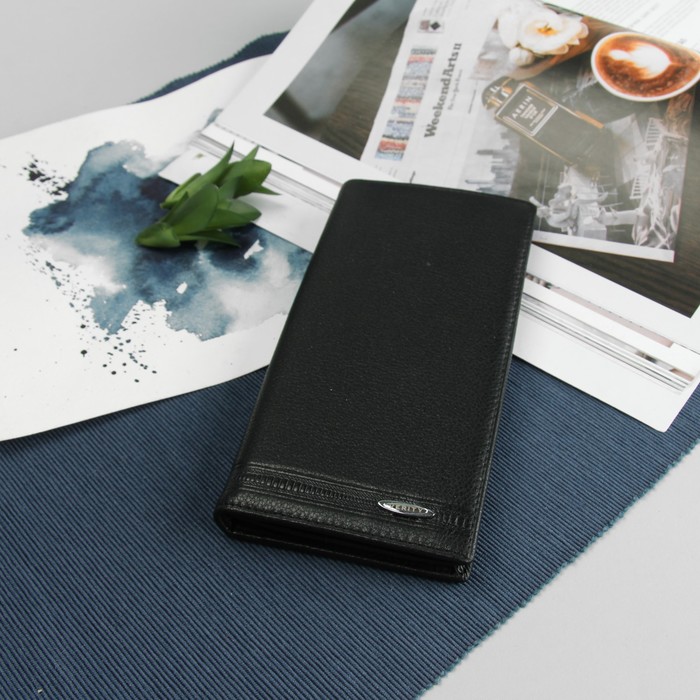 Портмоне мужское, 2 отдела, для карт, монет, цвет чёрный