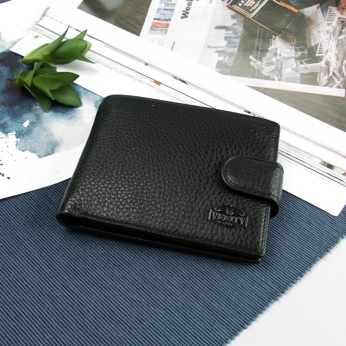 Портмоне мужское, 3 отделения, для карт, для монет, чёрный