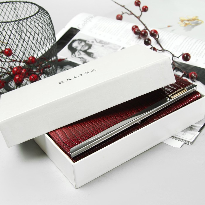 Кошелёк женский, 2 отдела, 3 отдела, для карт на клапане, наружный карман, цвет бордовый