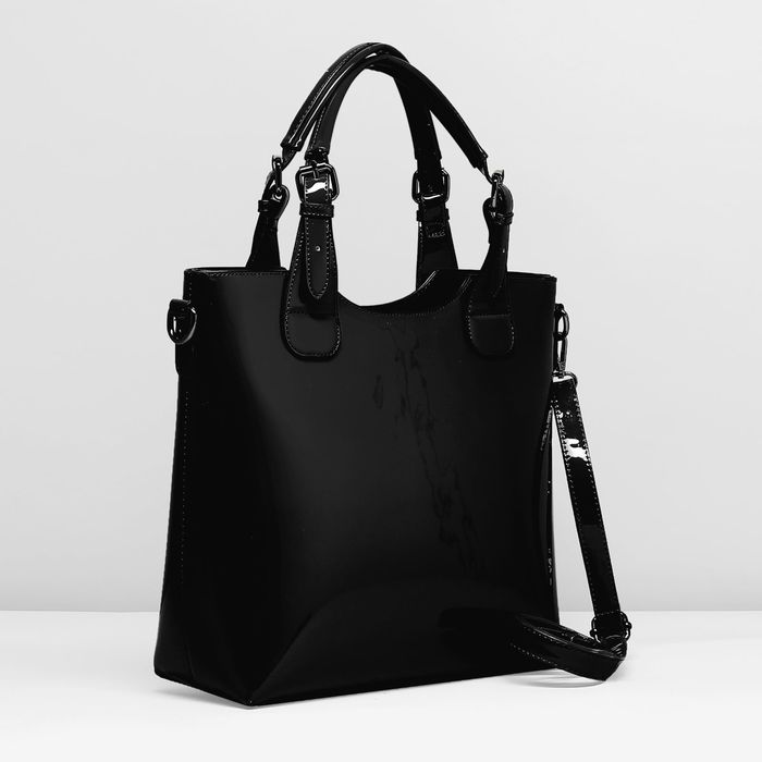 Сумка женская, 1 отдел с перегородкой, наружный карман, длинный ремень, цвет чёрный