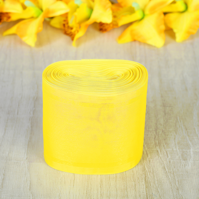 Лента для бантов, 80мм, 25м, цвет жёлтый