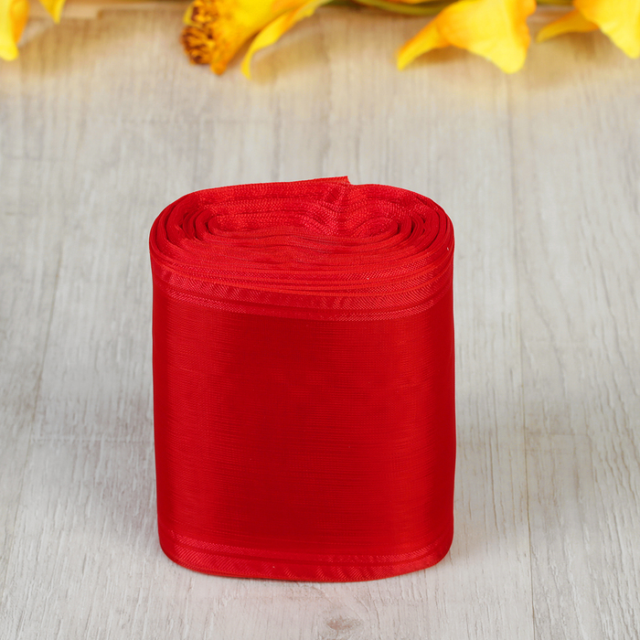 Лента для бантов, 114мм, 25м, цвет красный