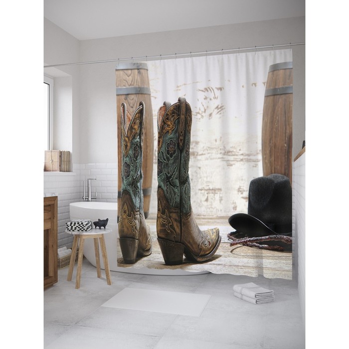 Фотоштора для ванной Magic Lady «Ковбой», 180х200 см, п/э 100%