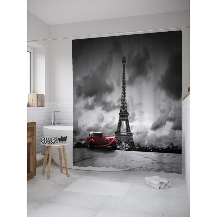 Фотоштора для ванной Magic Lady "Пасмурный день в Париже", 180х200 см, п/э 100%