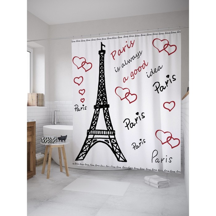 Фотоштора для ванной Magic Lady "В Париже всегда прекрасно!", 180х200 см, п/э 100%