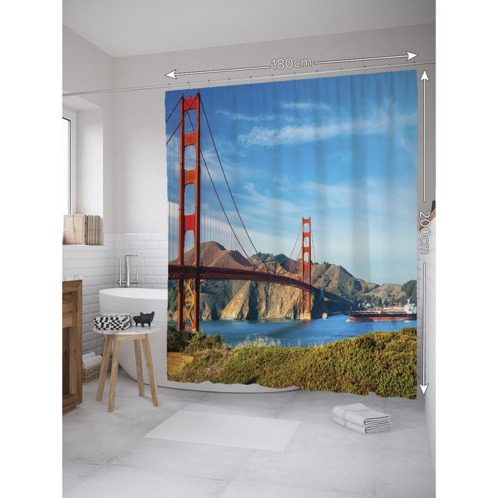 

Фотоштора для ванной JoyArty «Мост под голубым небом», размер 180 х 200 см