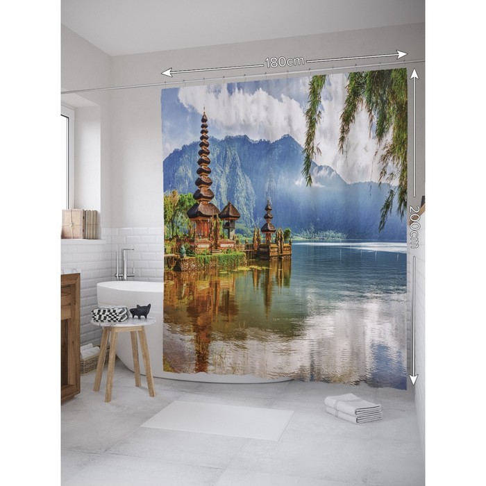 

Фотоштора для ванной JoyArty «Деревянная пагода над водой», размер 180 х 200 см