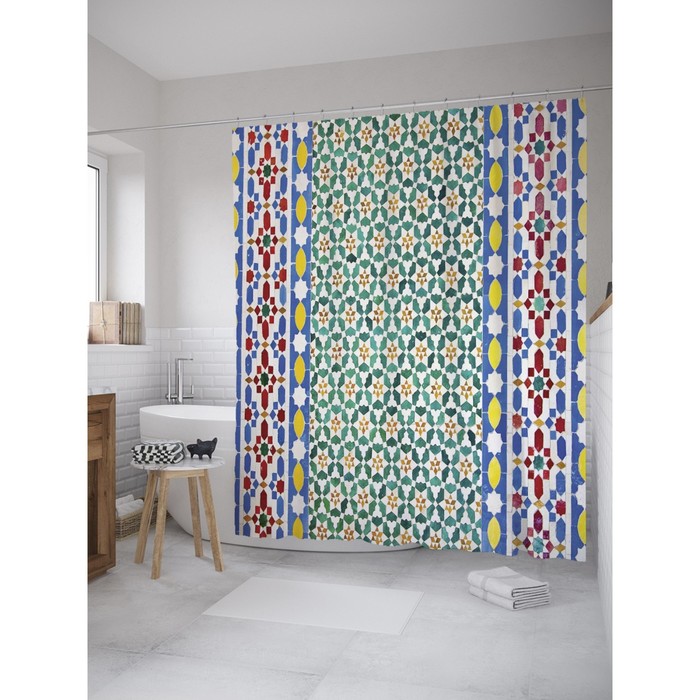 Фотоштора для ванной Magic Lady "Восточная плитка", 180х200 см, п/э 100%