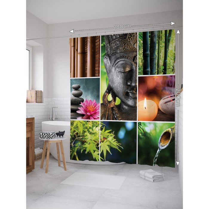 

Фотоштора для ванной JoyArty «Аюрведа», размер 180 х 200 см