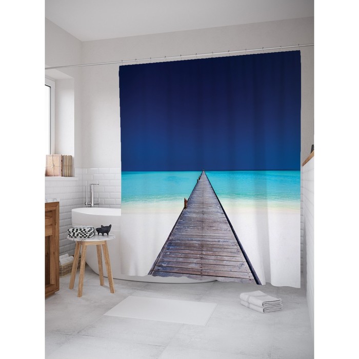 Фотоштора для ванной Magic Lady "Путь между небом и морем", 180х200 см, п/э 100%