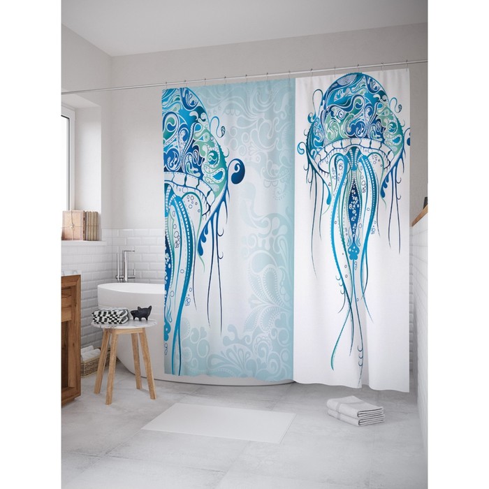 Фотоштора для ванной Magic Lady «Огромная медуза с узорами», 180х200 см, п/э 100%