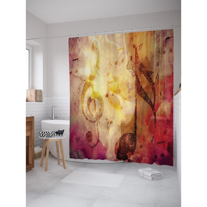Фотоштора для ванной Magic Lady "Цветомузыка", 180х200 см, п/э 100%