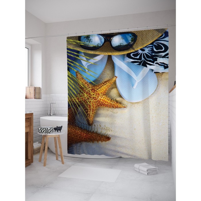 Фотоштора для ванной Magic Lady "Пляжный отдых", 180х200 см, п/э 100%